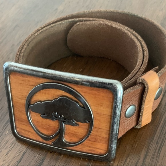 100% Leather Tan With Tree Design Bucket - Picture 2 of 6